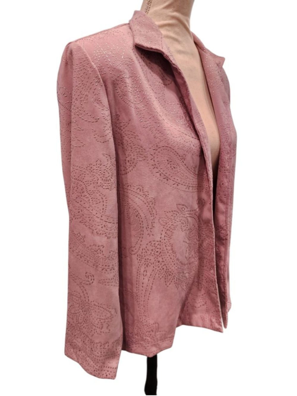 Draper's & Damon's Petites Dusty Rose Embroidered Open Front Jacket Blazer M - Picture 2 of 12